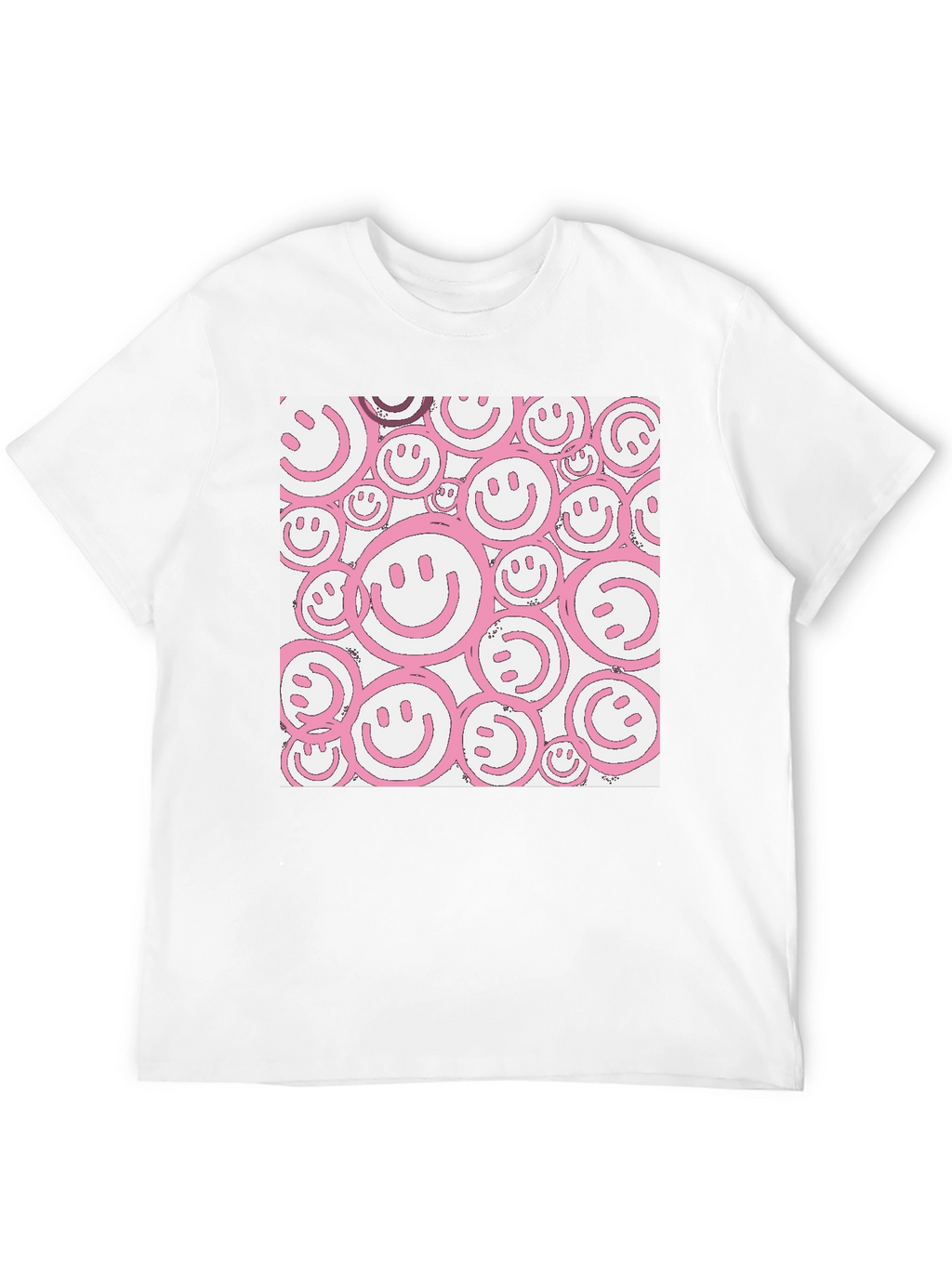Pink Smiley Face Graphic Black T-Shirt
