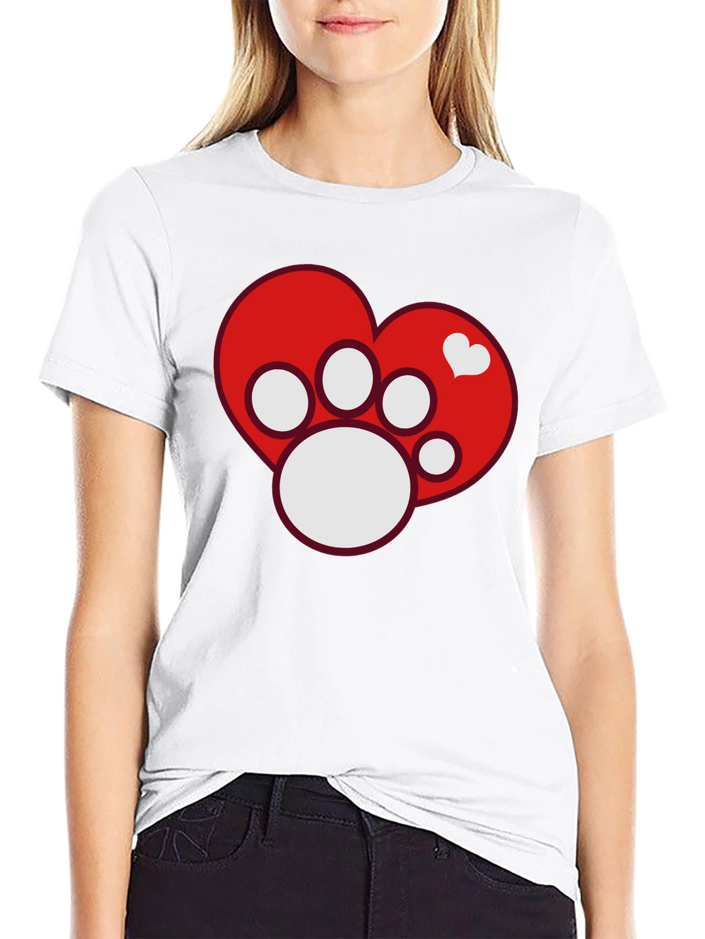 Dog Paw Heart T-Shirt - Pet Lover Tee