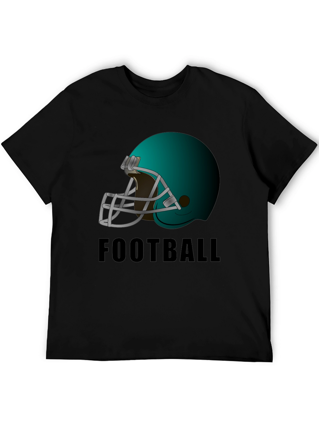 Football Helmet Graphic Tee - Black Cotton T-Shirt
