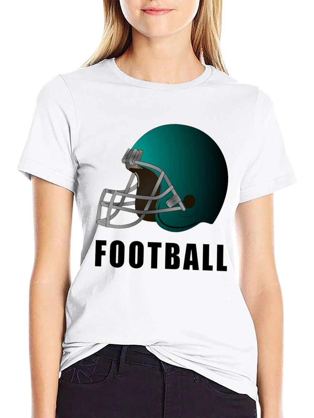 Football Helmet Graphic Tee - Black Cotton T-Shirt