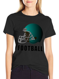 Football Helmet Graphic Tee - Black Cotton T-Shirt