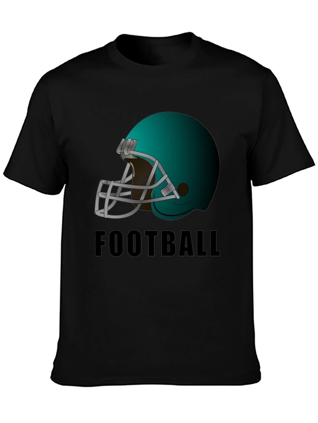 Football Helmet Graphic Tee - Black Cotton T-Shirt