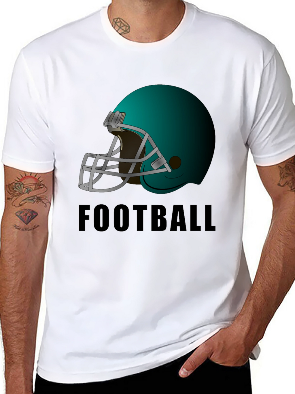 Football Helmet Graphic Tee - Black Cotton T-Shirt