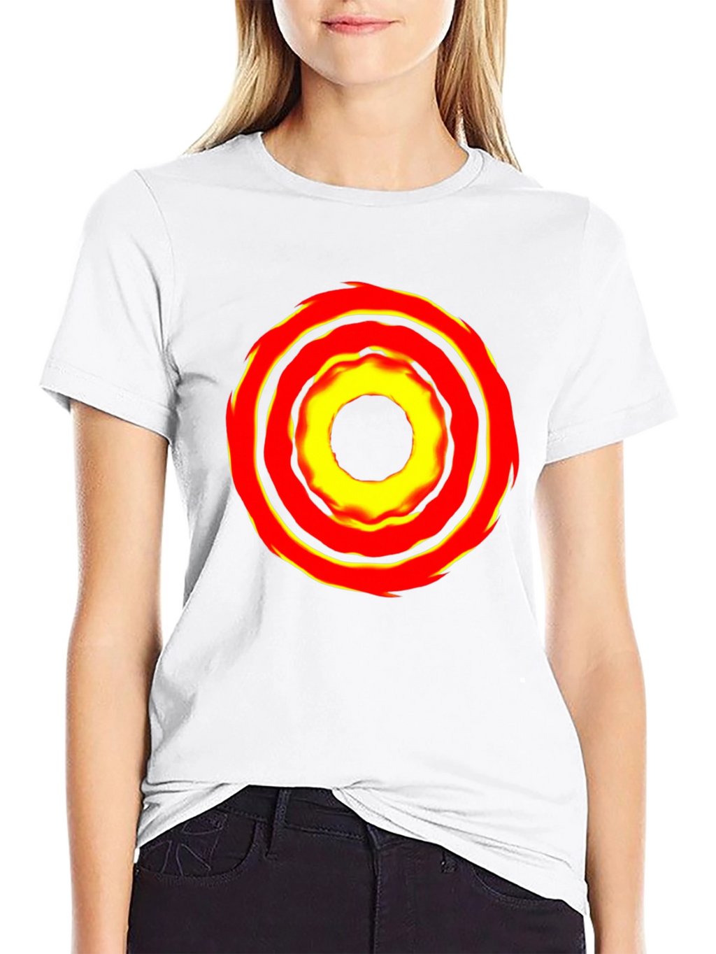 Bold Graphic Tee: Fiery Circle Design