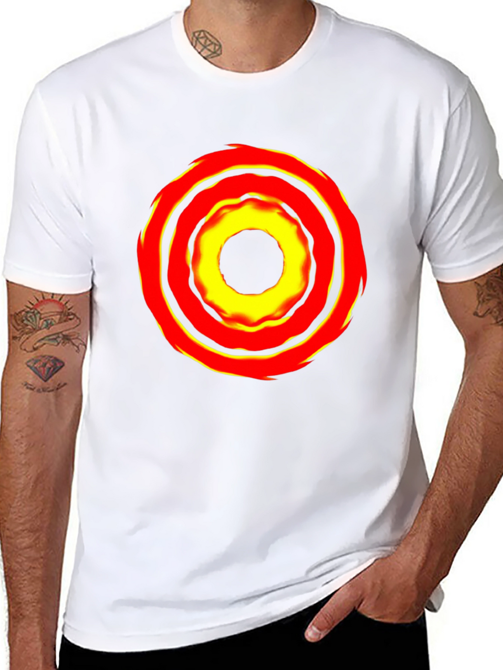 Bold Graphic Tee: Fiery Circle Design