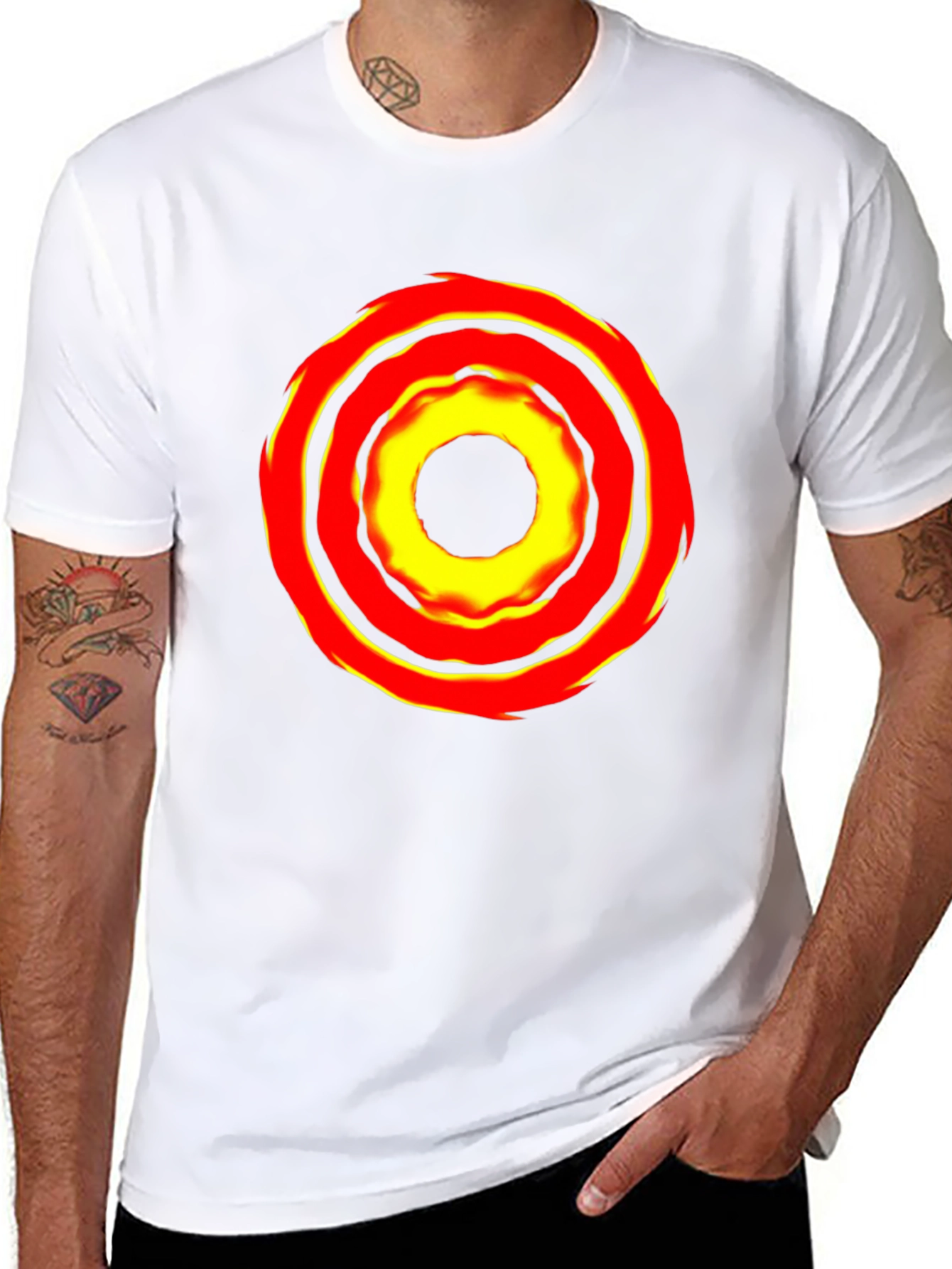Bold Graphic Tee: Fiery Circle Design