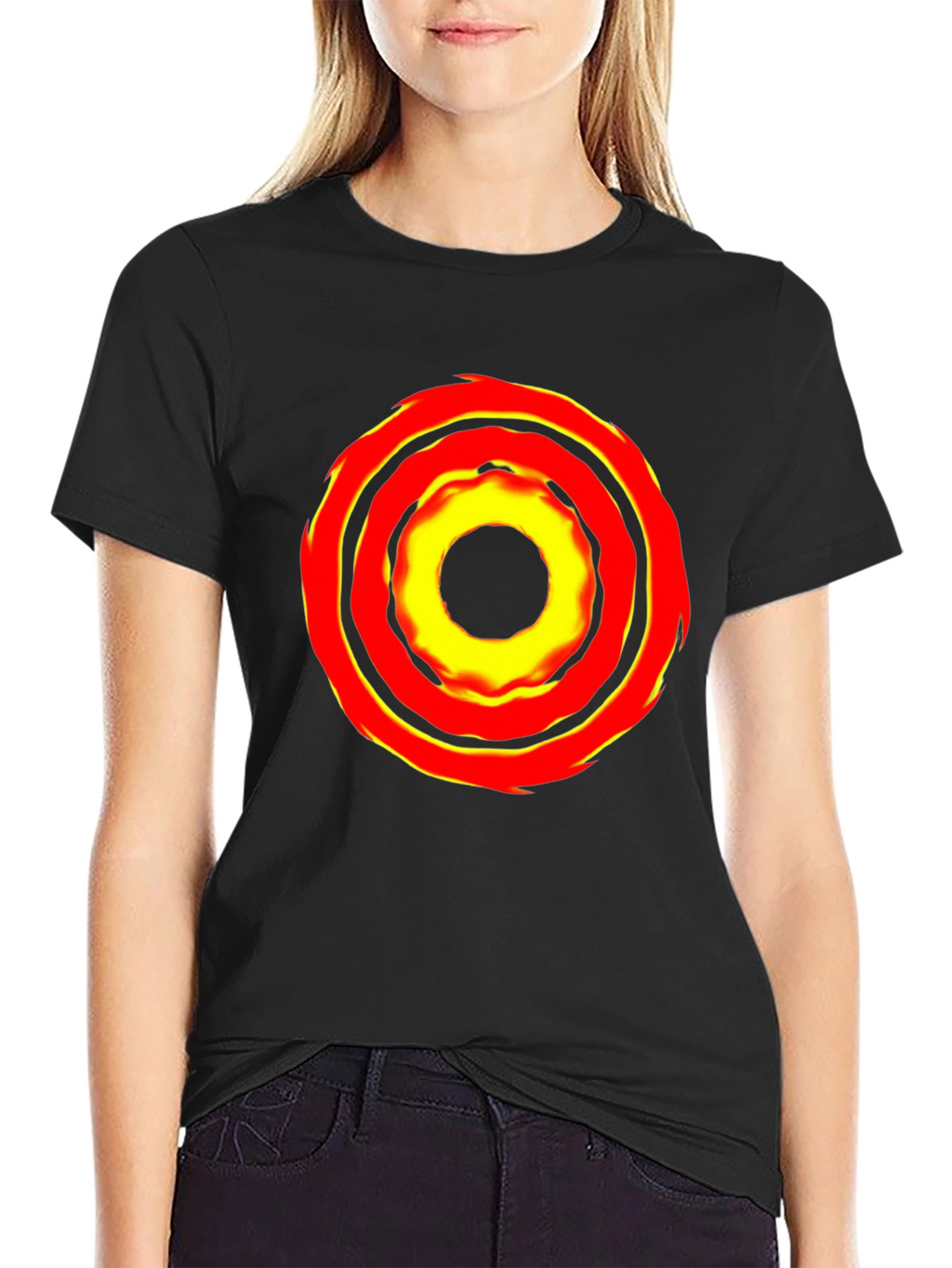 Bold Graphic Tee: Fiery Circle Design