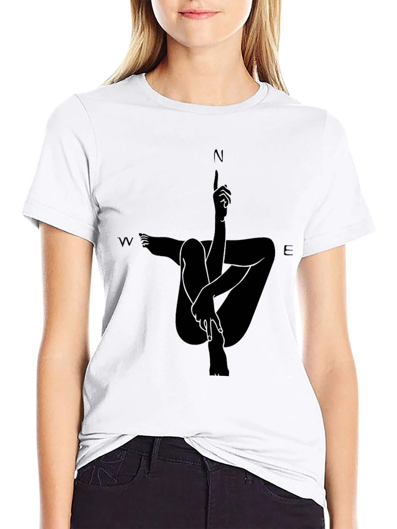 Abstract Compass Rose Black T-Shirt