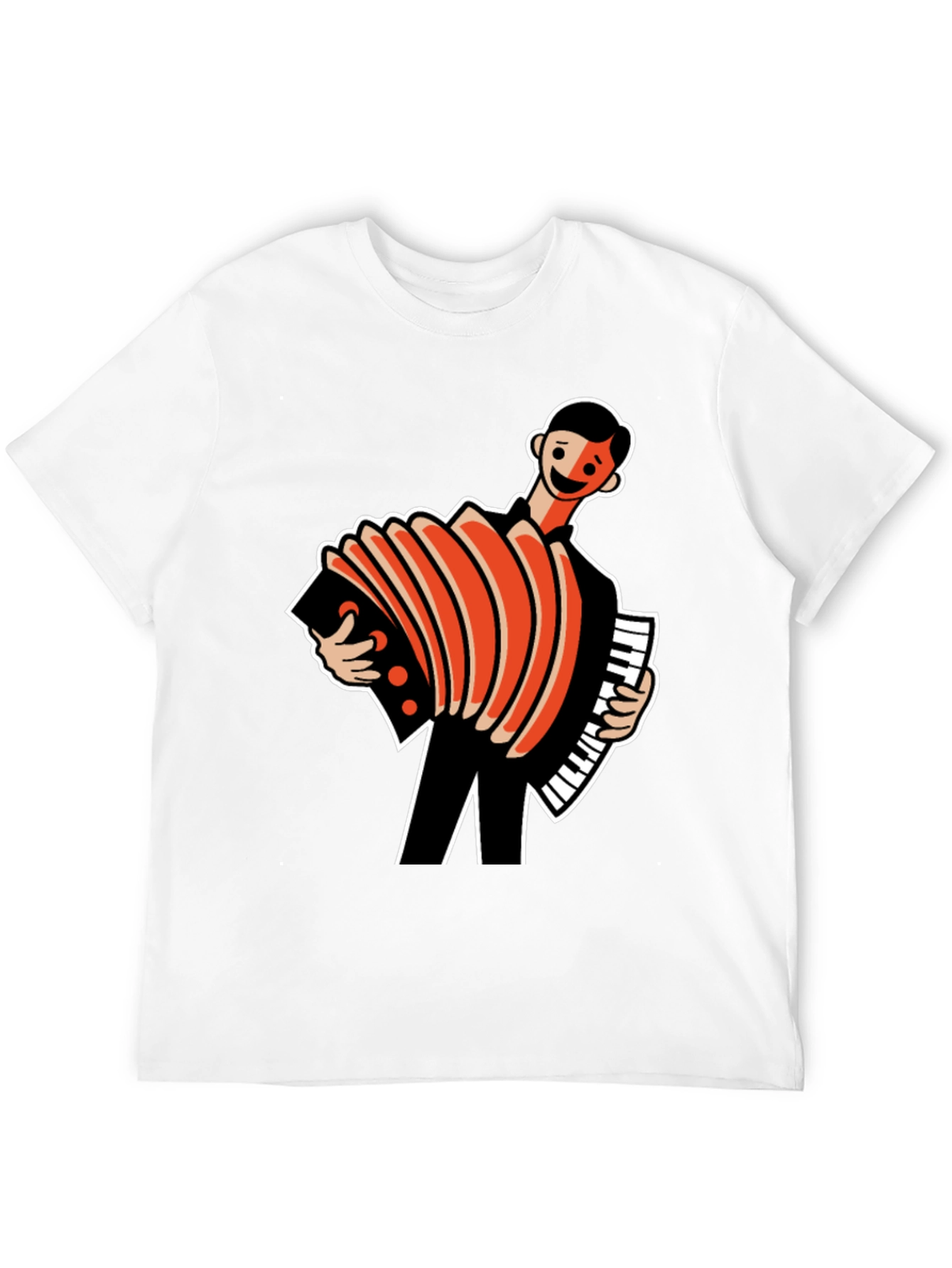 Accordion Player Graphic Tee - Black Cotton T-Shirt