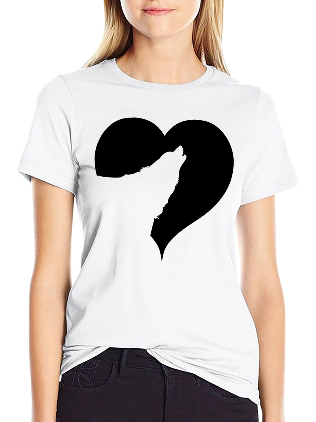 Wolf Heart Black Graphic Tee