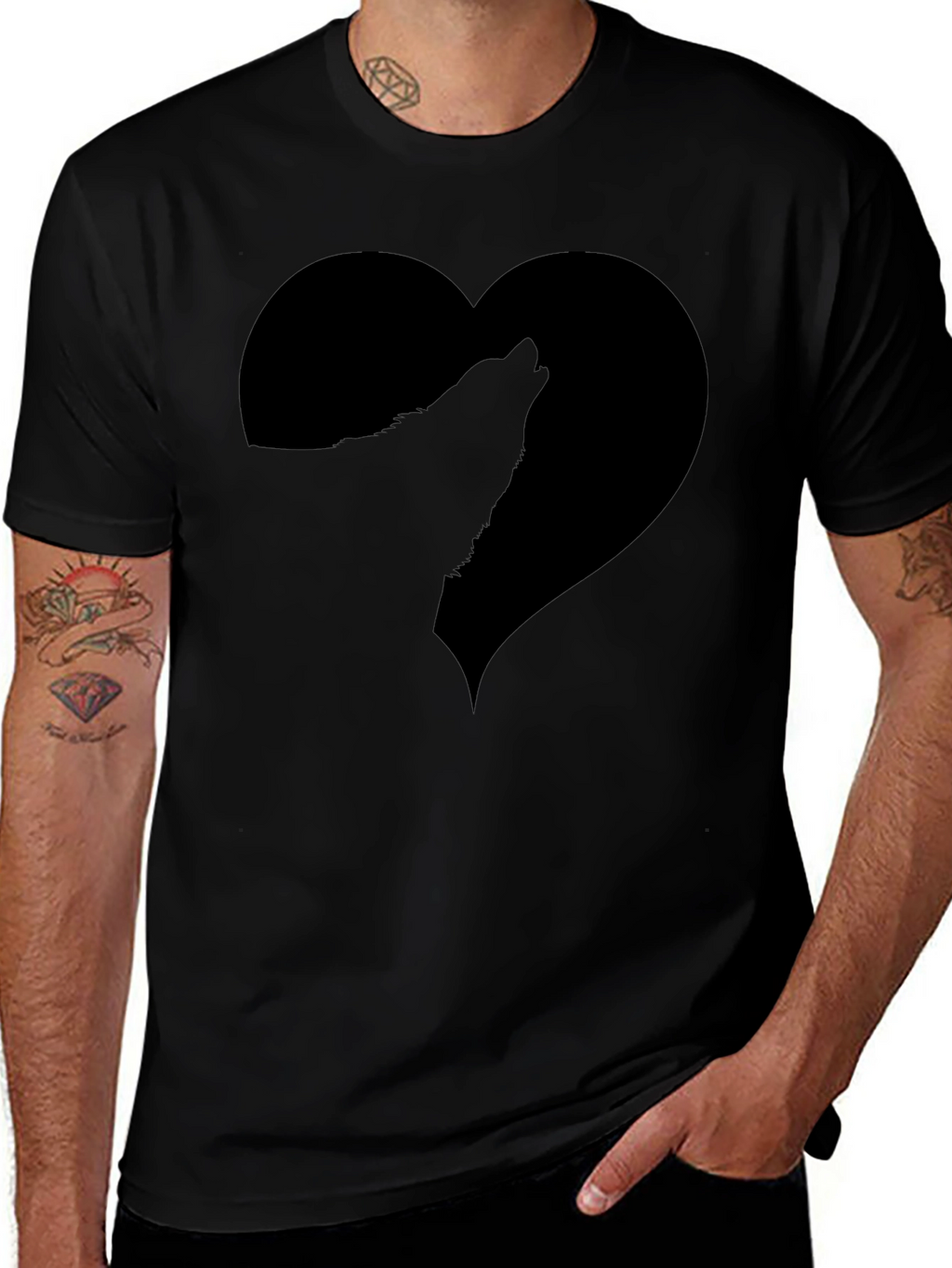Wolf Heart Black Graphic Tee