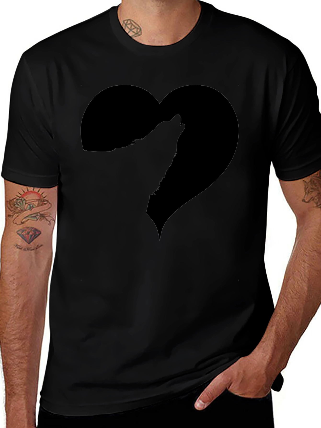 Wolf Heart Black Graphic Tee