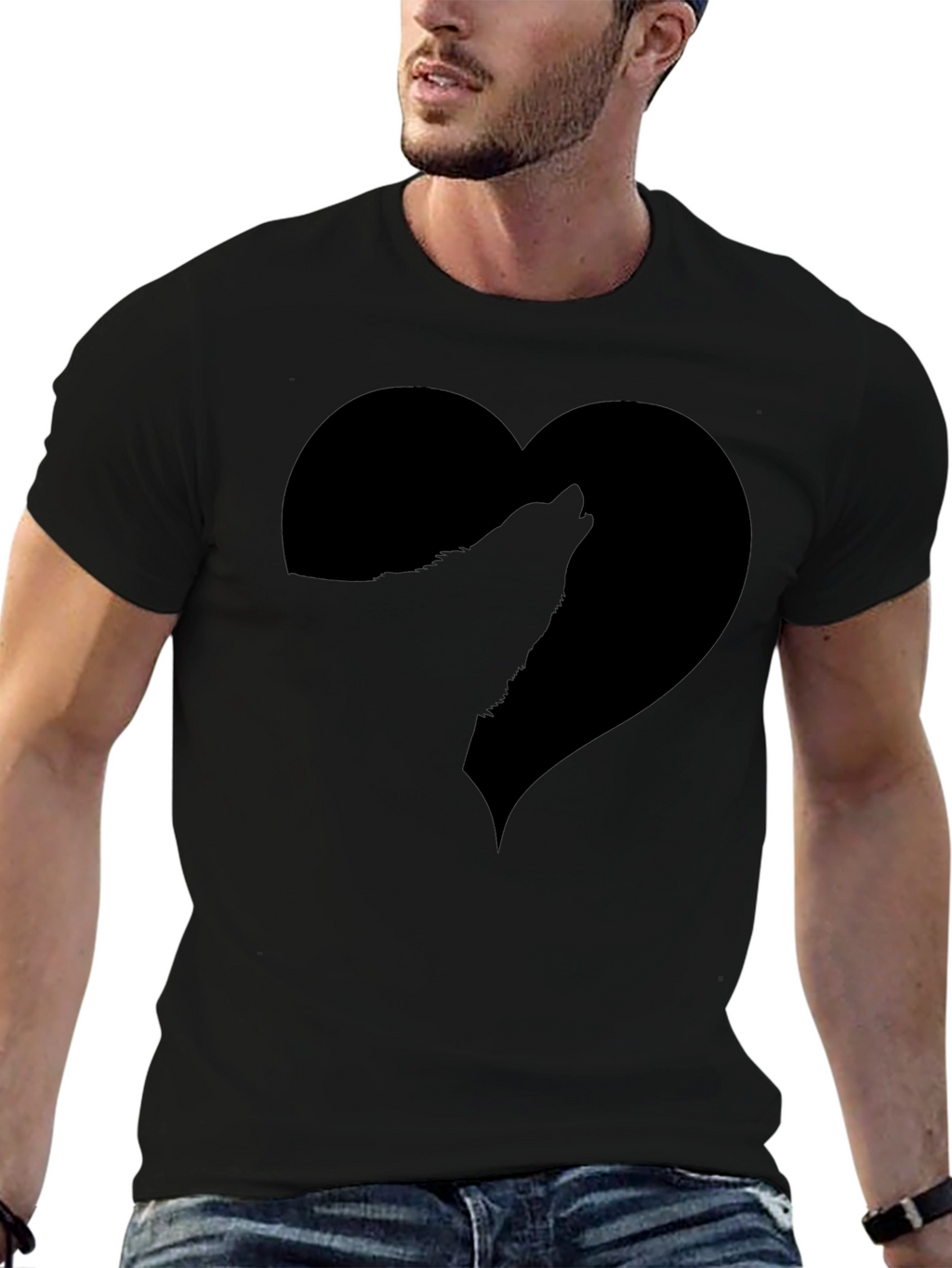Wolf Heart Black Graphic Tee