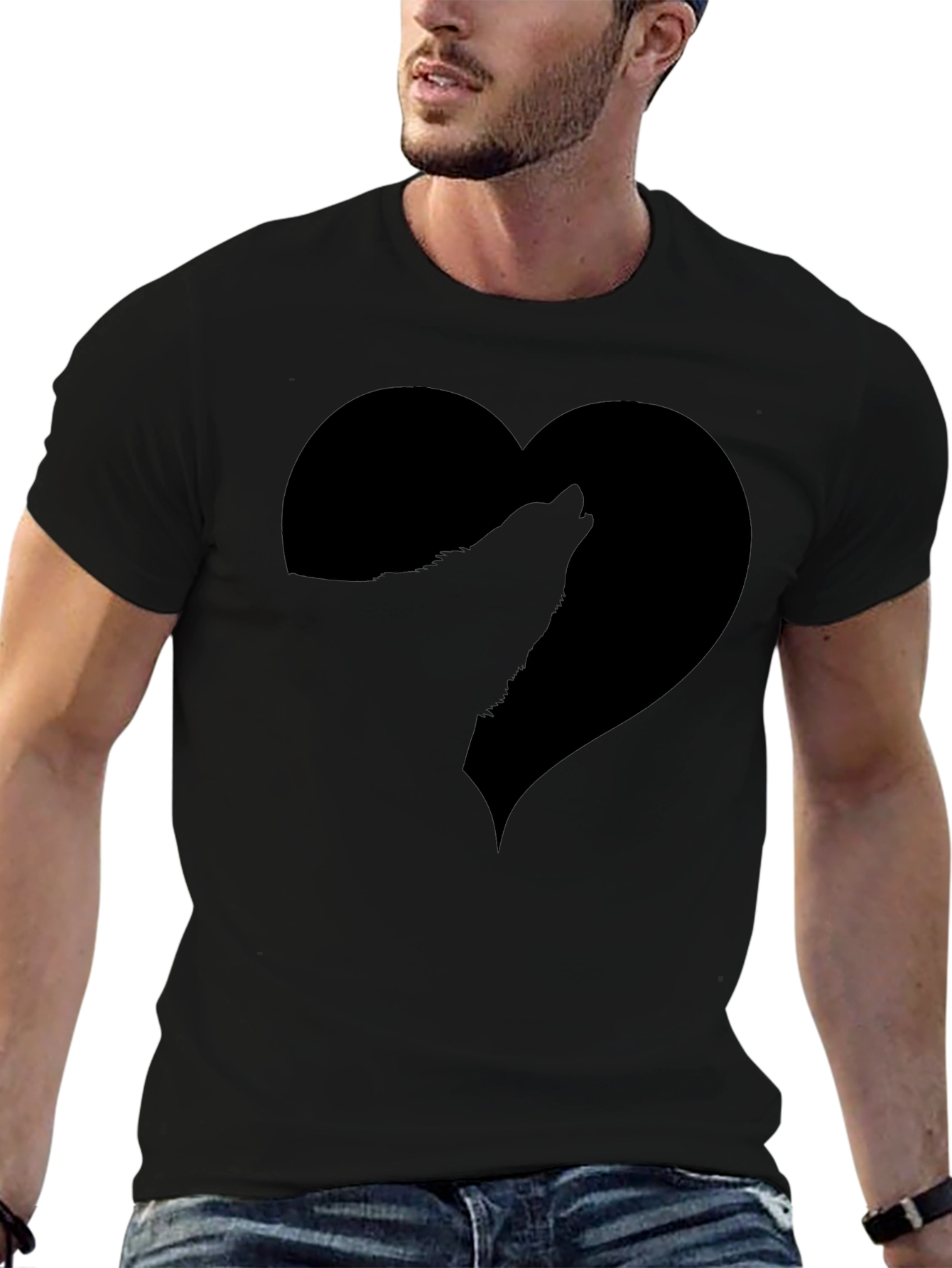 Wolf Heart Black Graphic Tee