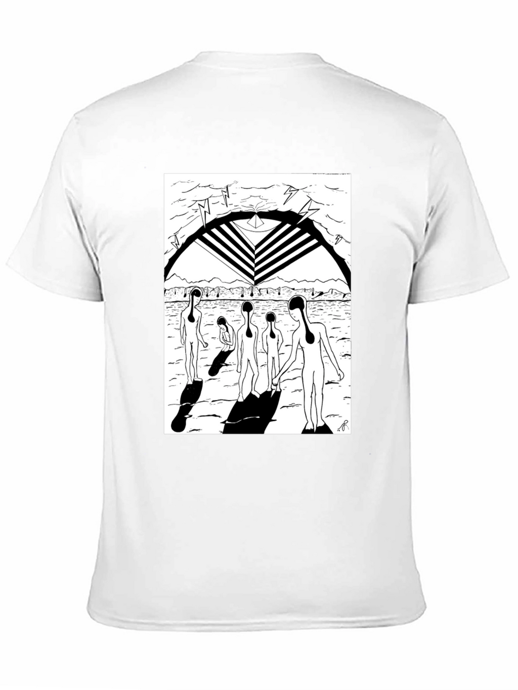 Abstract Graphic Print Black Crew Neck T-Shirt