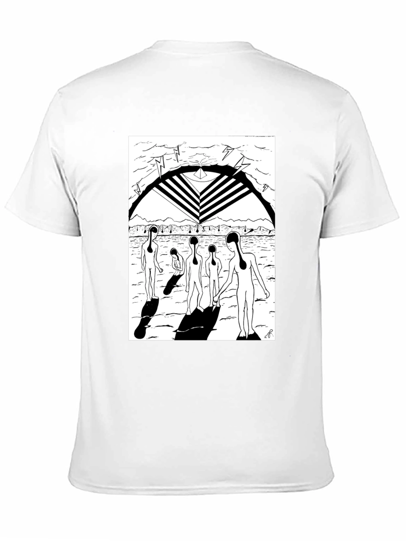 Abstract Graphic Print Black Crew Neck T-Shirt