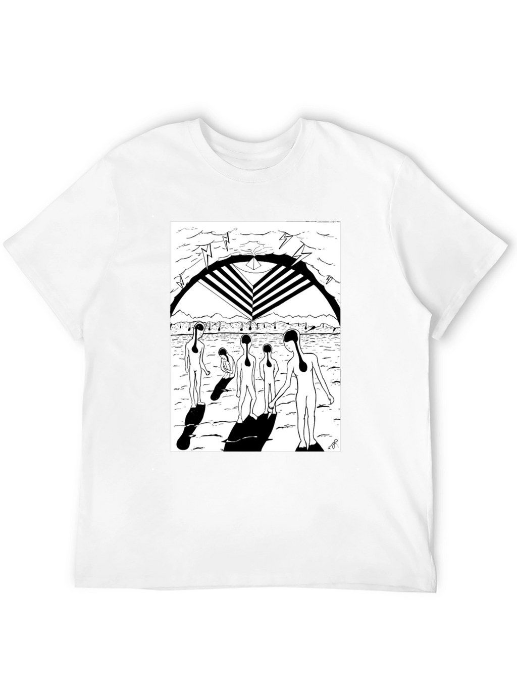 Abstract Graphic Print Black Crew Neck T-Shirt