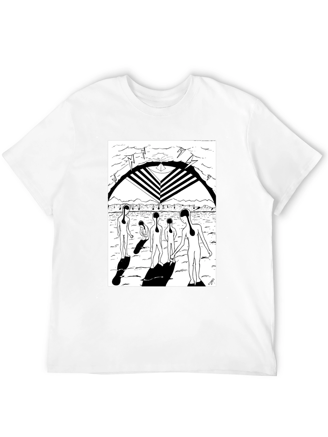 Abstract Graphic Print Black Crew Neck T-Shirt