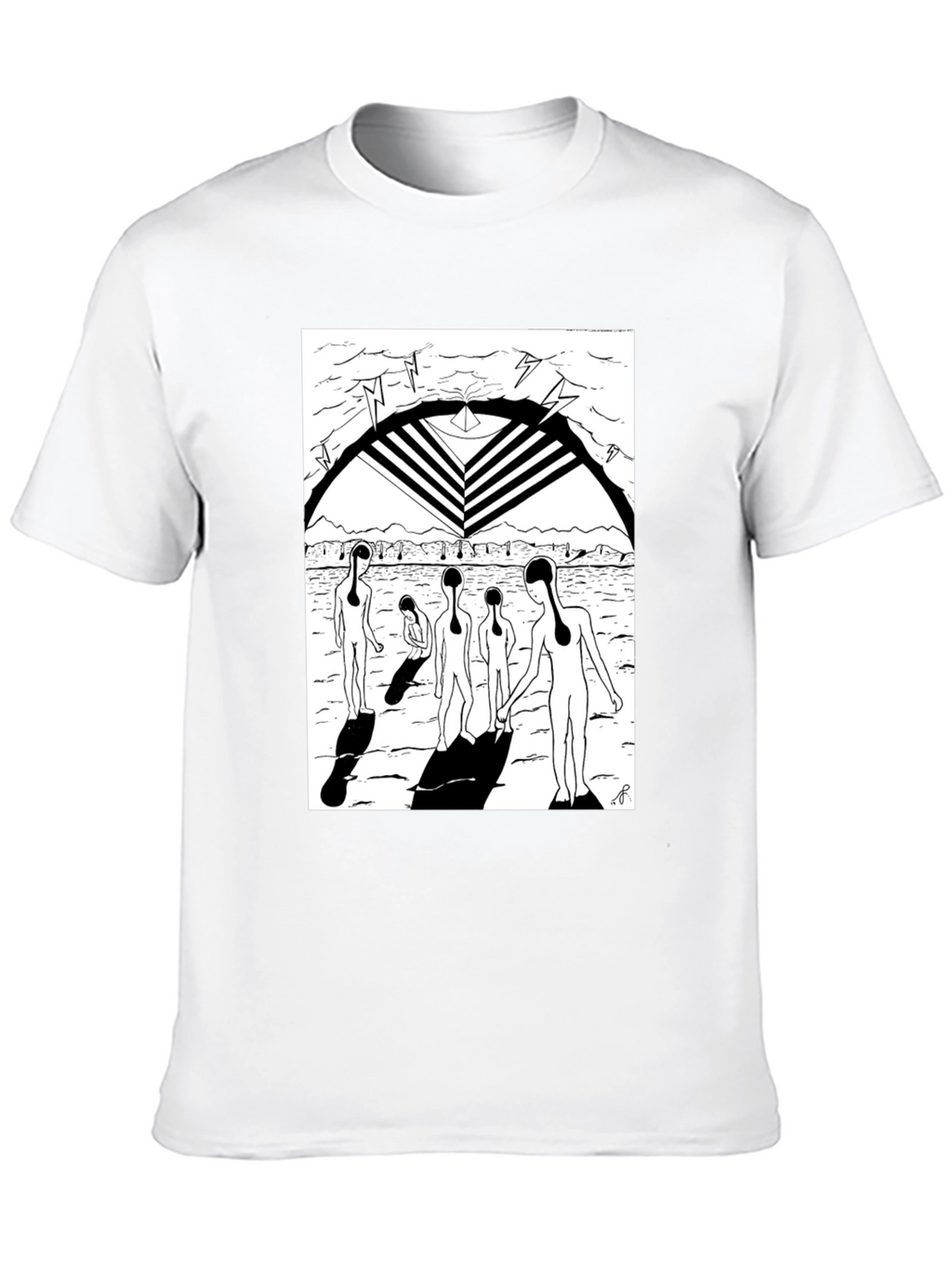 Abstract Graphic Print Black Crew Neck T-Shirt