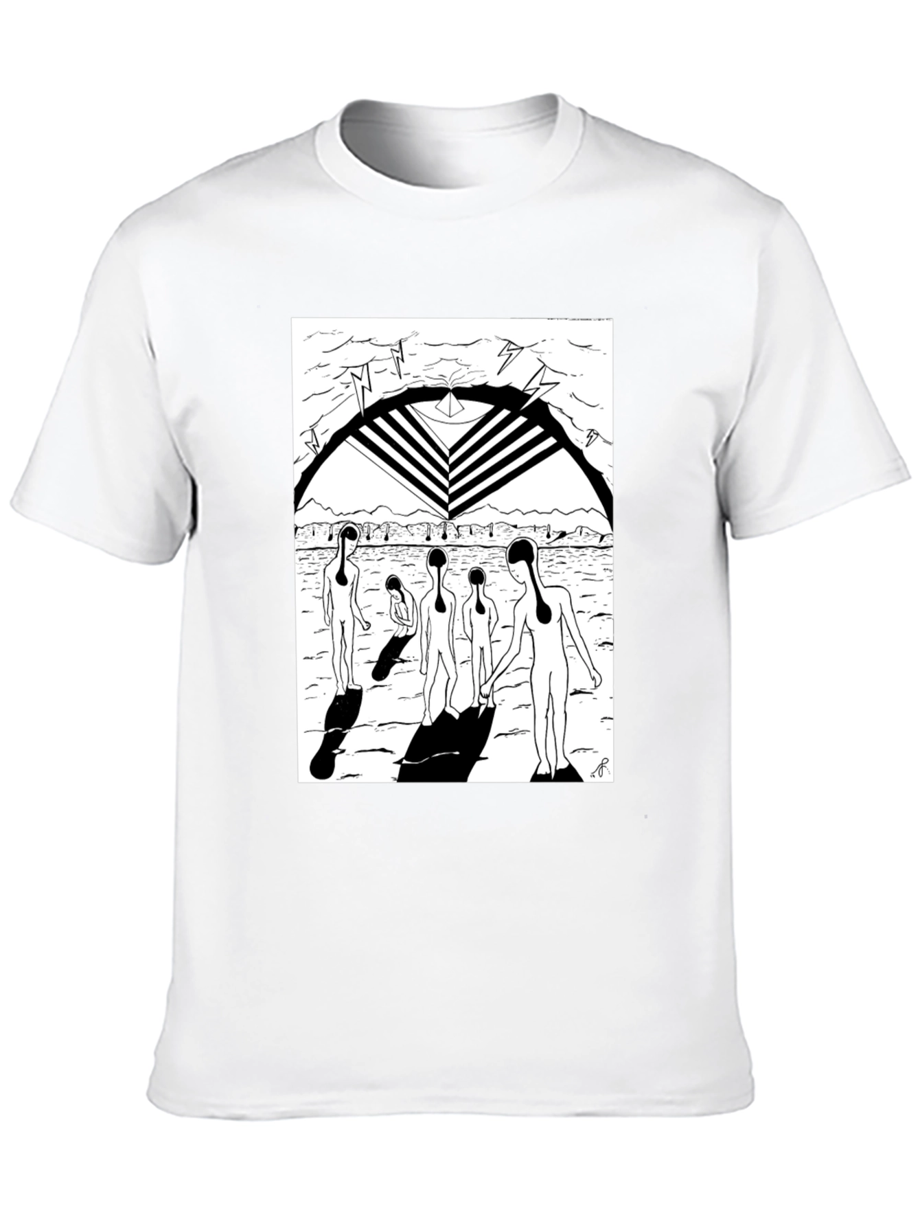 Abstract Graphic Print Black Crew Neck T-Shirt