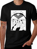 Abstract Graphic Print Black Crew Neck T-Shirt