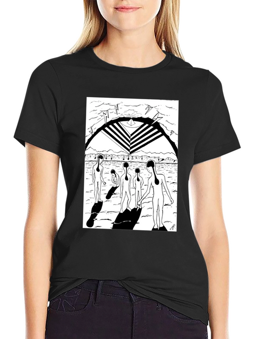 Abstract Graphic Print Black Crew Neck T-Shirt