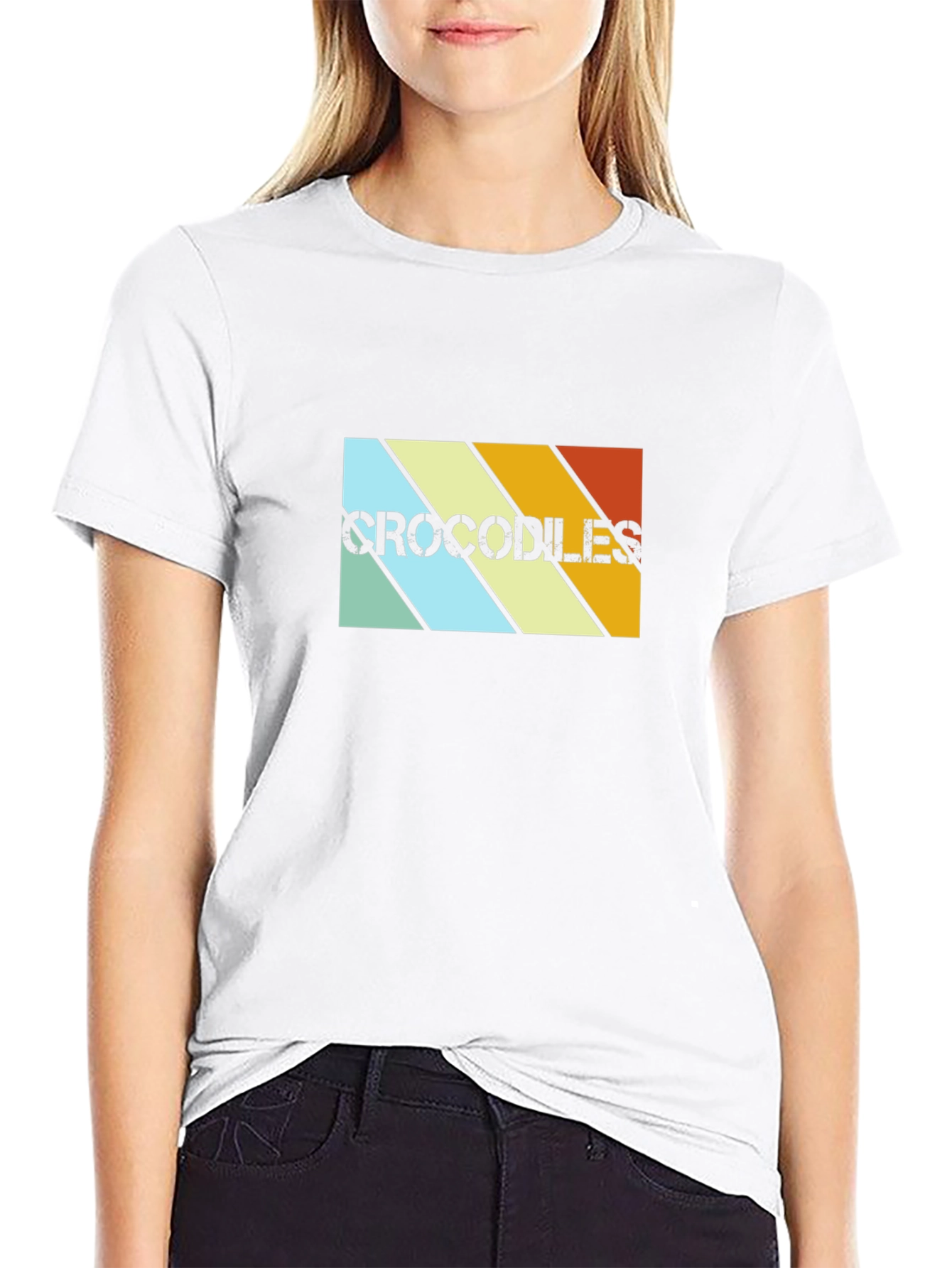 Retro Crocodiles Graphic Tee - Black Cotton T-Shirt