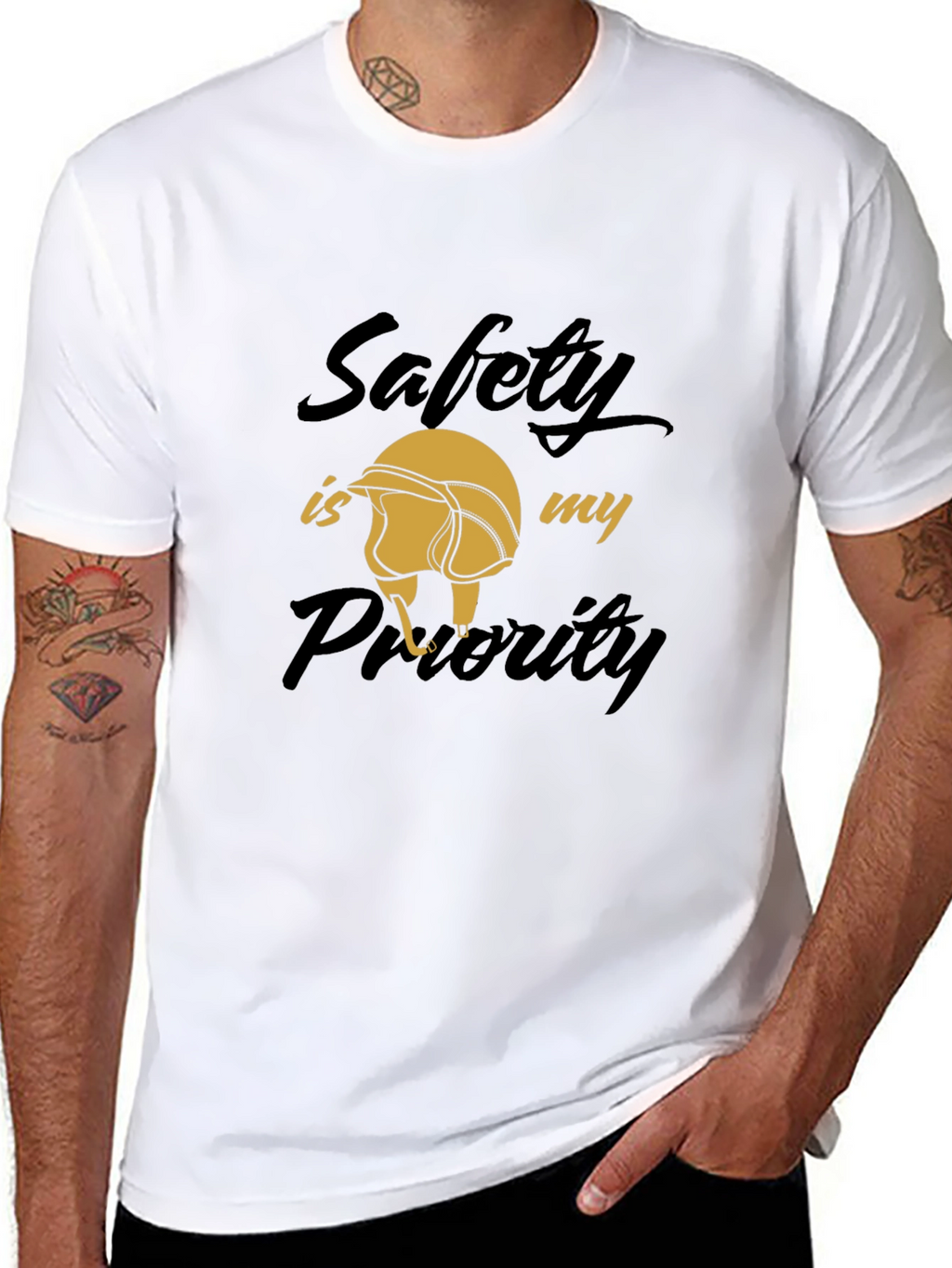 Safety First Graphic Tee - Black Cotton T-Shirt