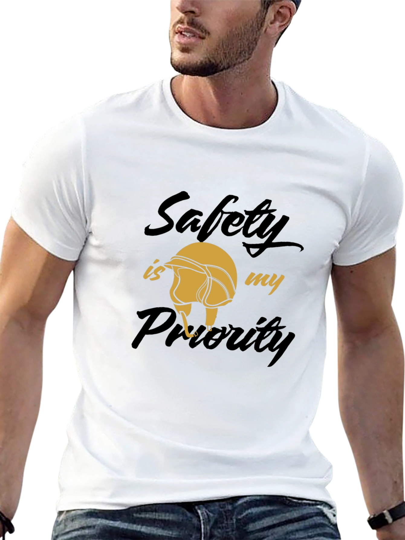 Safety First Graphic Tee - Black Cotton T-Shirt