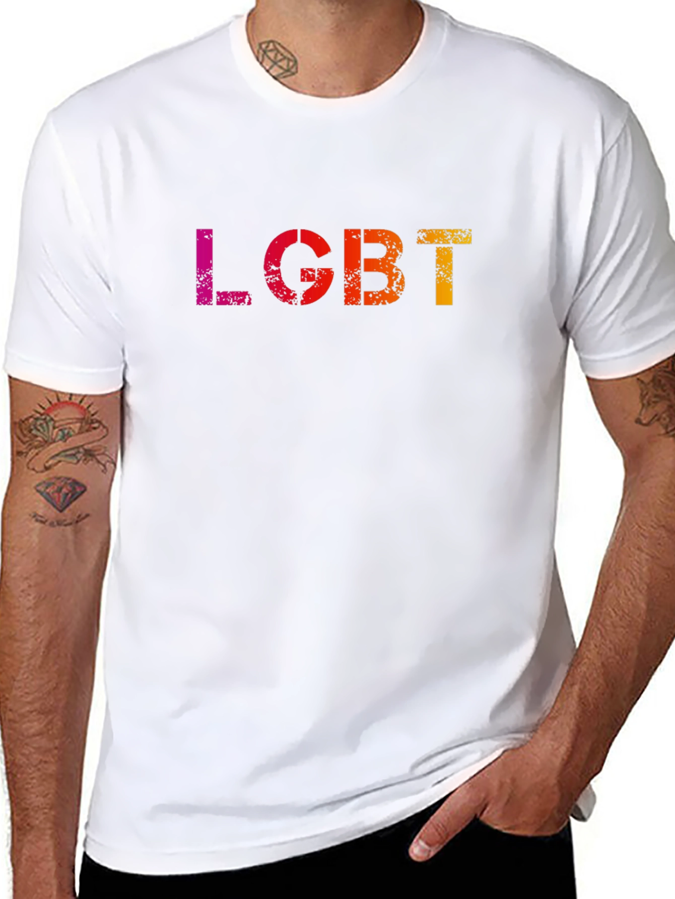 LGBT Pride Graphic Tee - Rainbow Textured Print