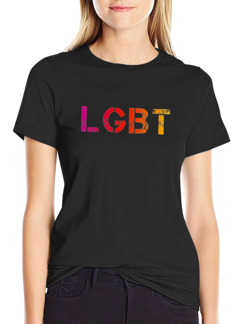 LGBT Pride Graphic Tee - Rainbow Textured Print