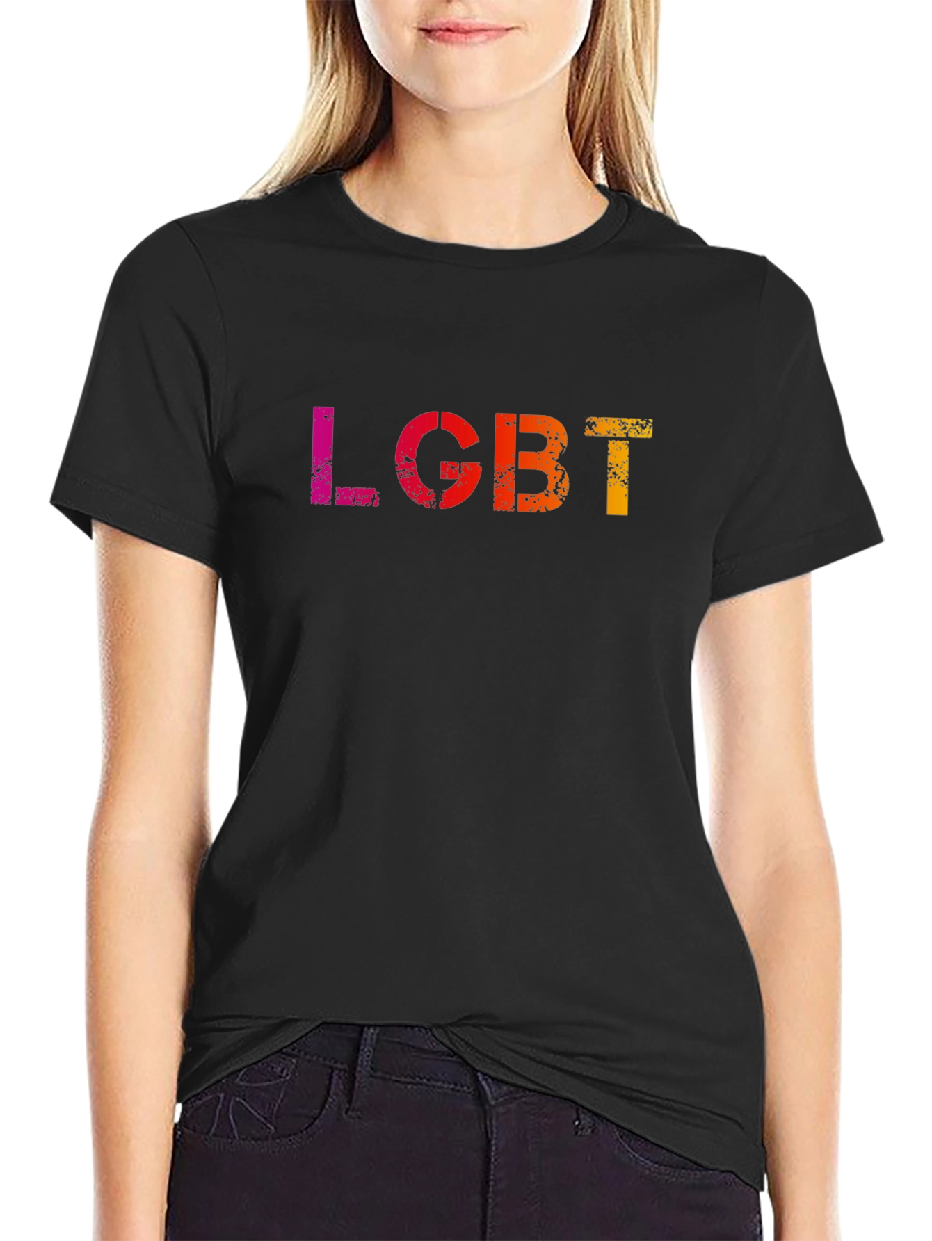 LGBT Pride Graphic Tee - Rainbow Textured Print