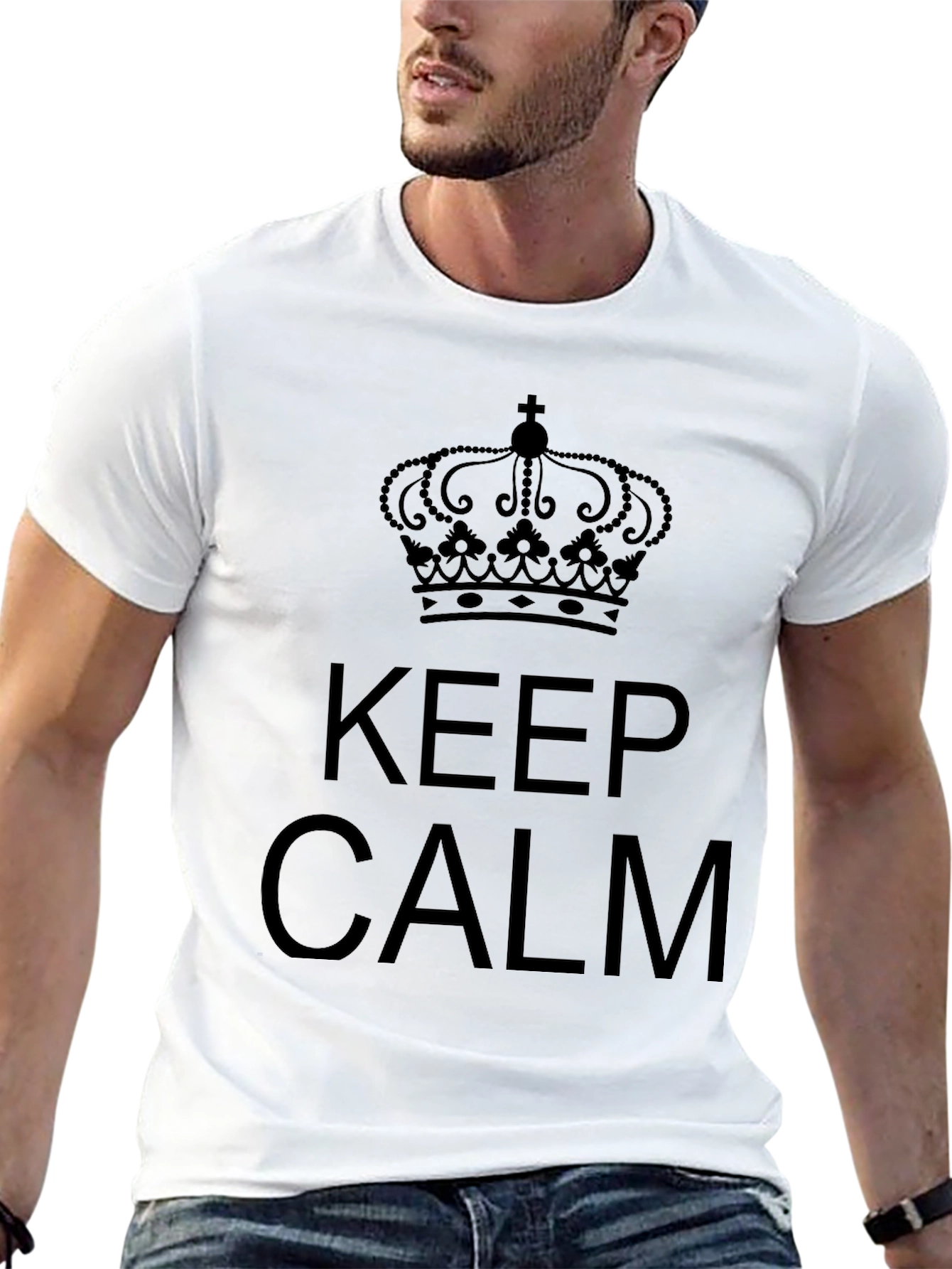 Keep Calm Crown Black T-Shirt - Mens Graphic Tee