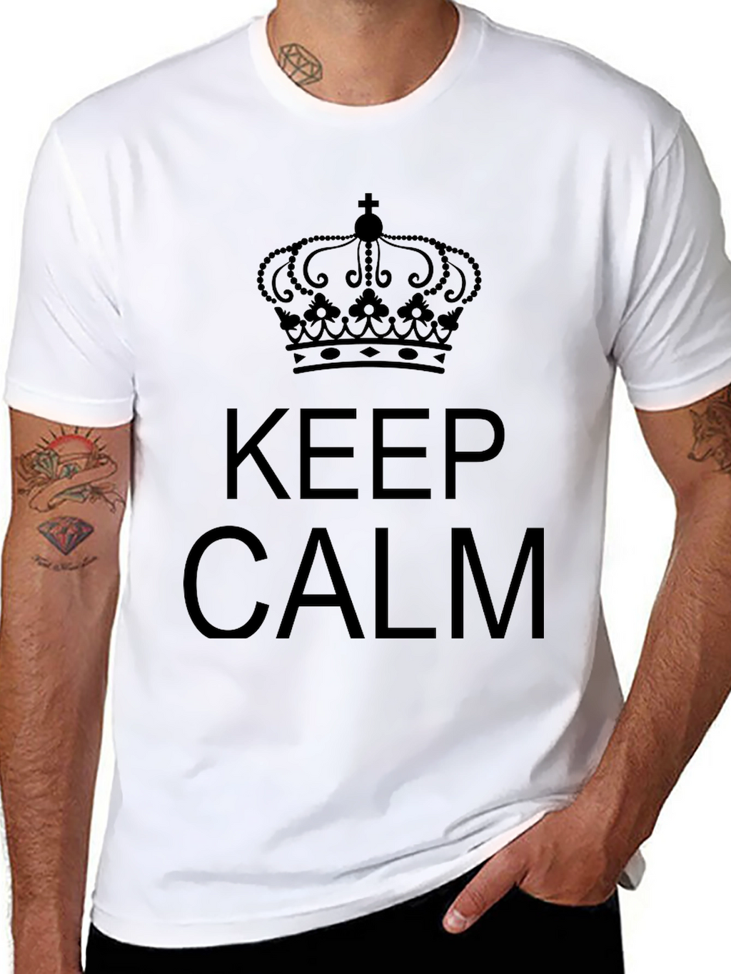 Keep Calm Crown Black T-Shirt - Mens Graphic Tee