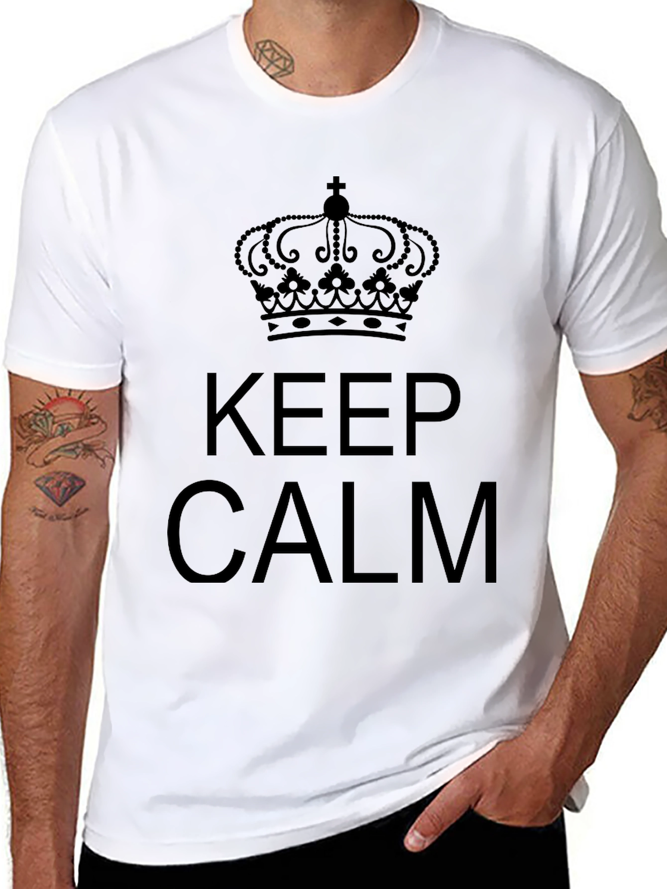 Keep Calm Crown Black T-Shirt - Mens Graphic Tee
