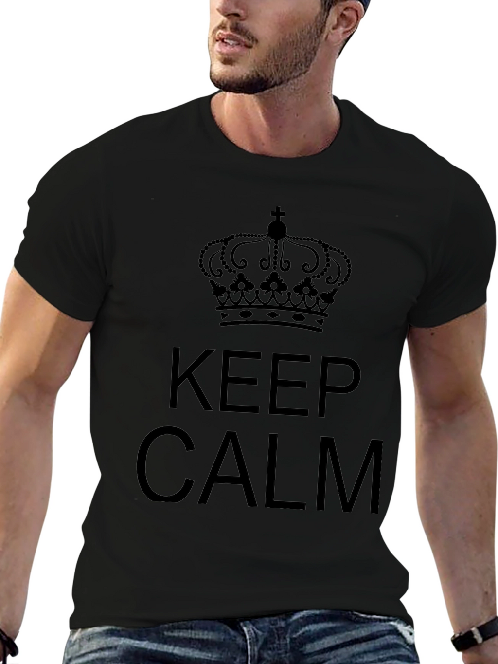 Keep Calm Crown Black T-Shirt - Mens Graphic Tee