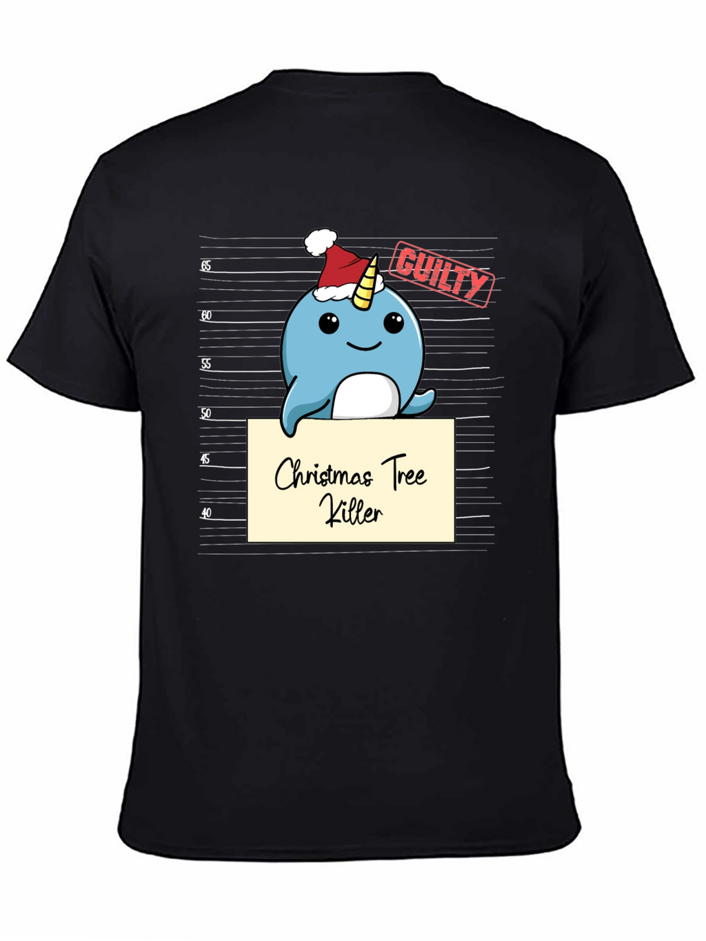 Christmas Tree Killer Narwhal Mugshot T-Shirt