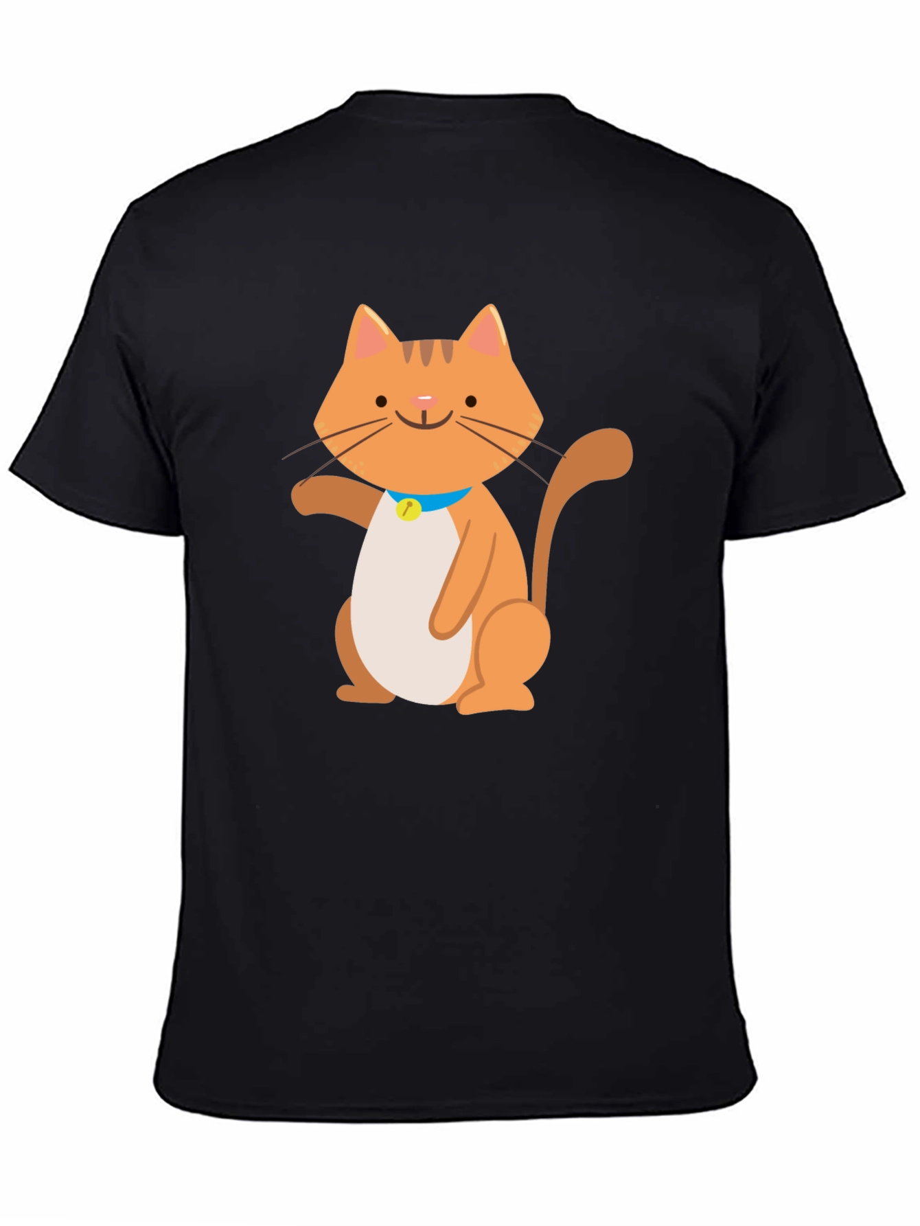 Cute Cartoon Cat Graphic Black T-Shirt