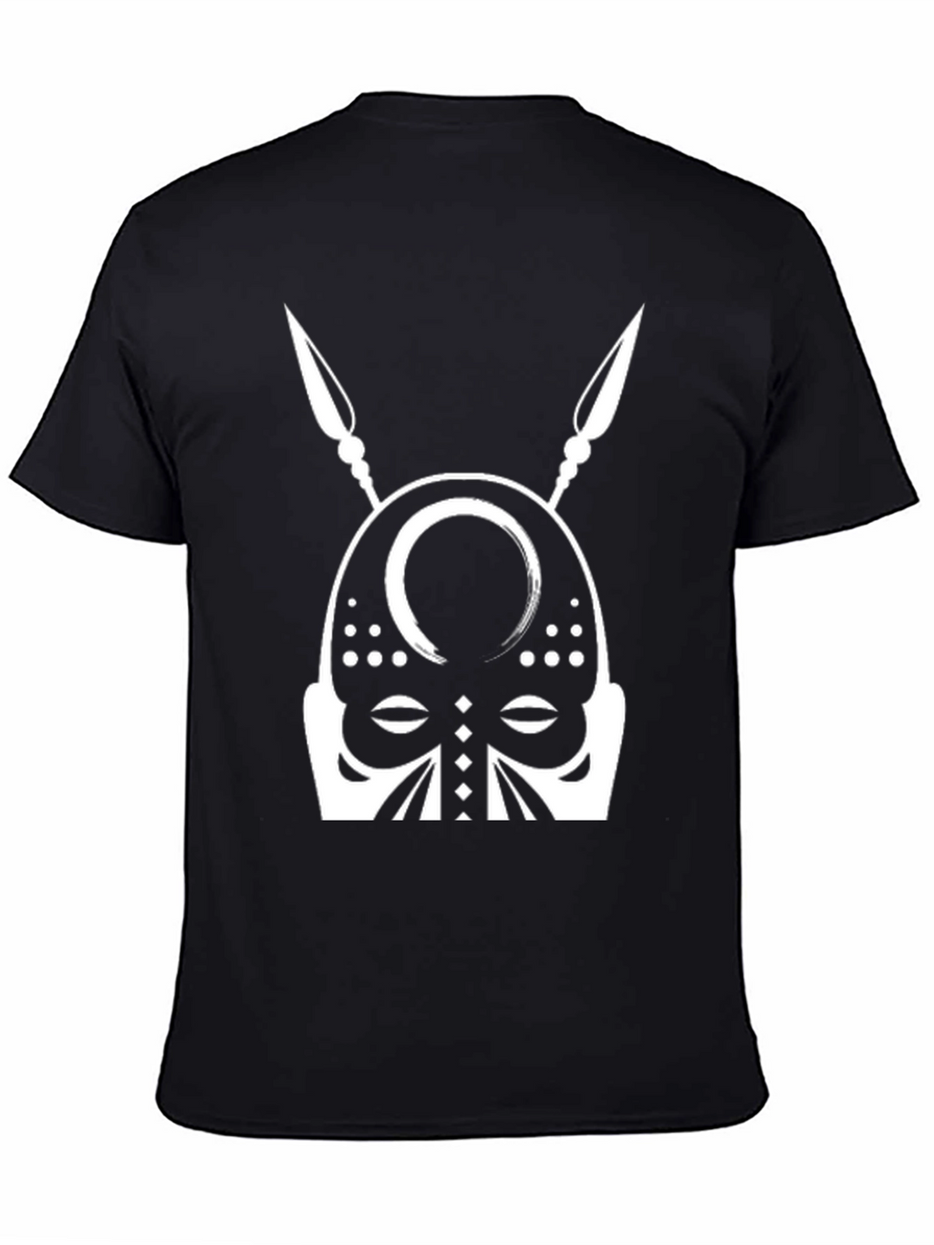 Tribal Mask Graphic Tee - Black Cotton T-Shirt