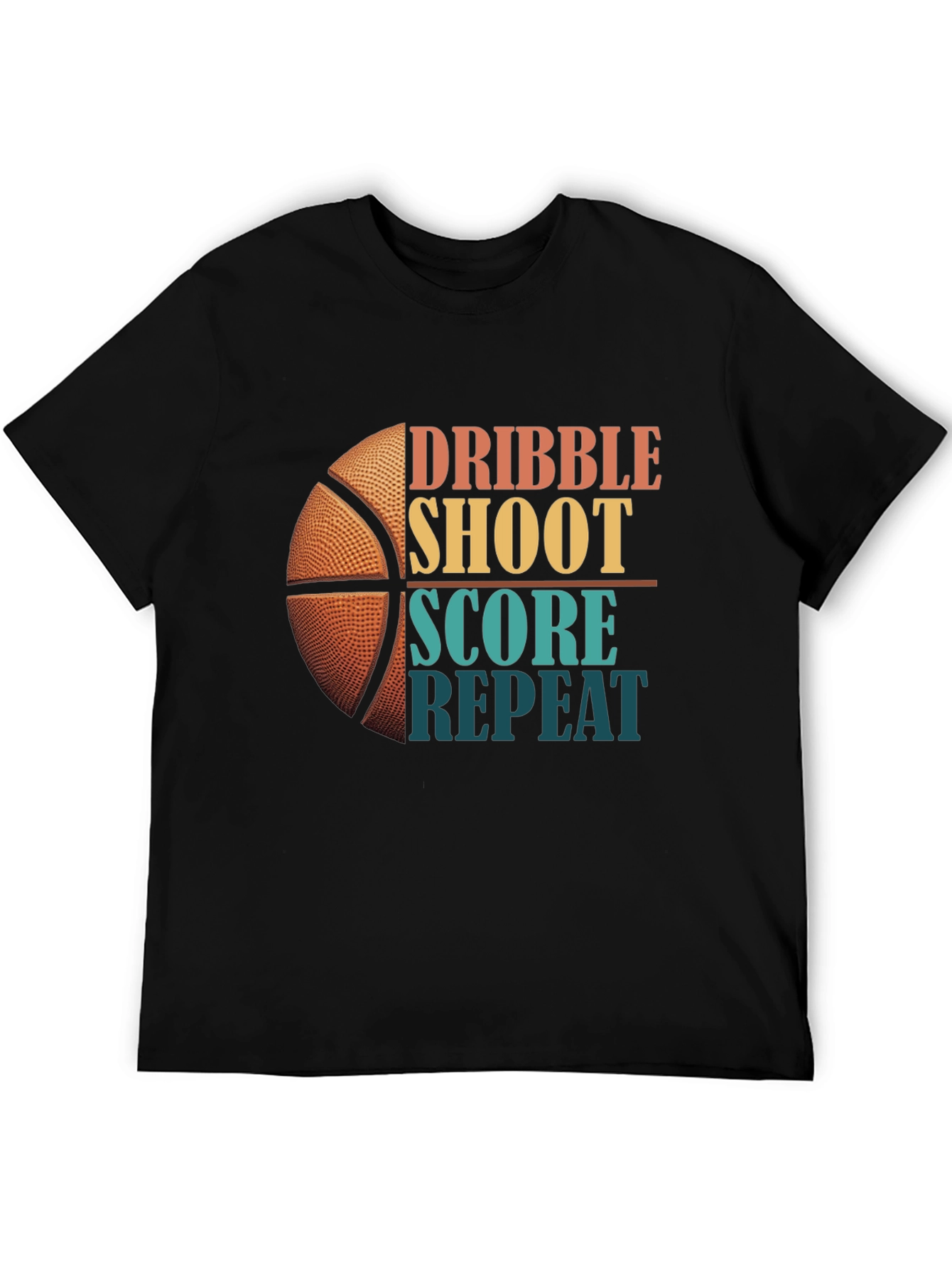 Dribble Shoot Score Repeat Basketball Graphic Tee