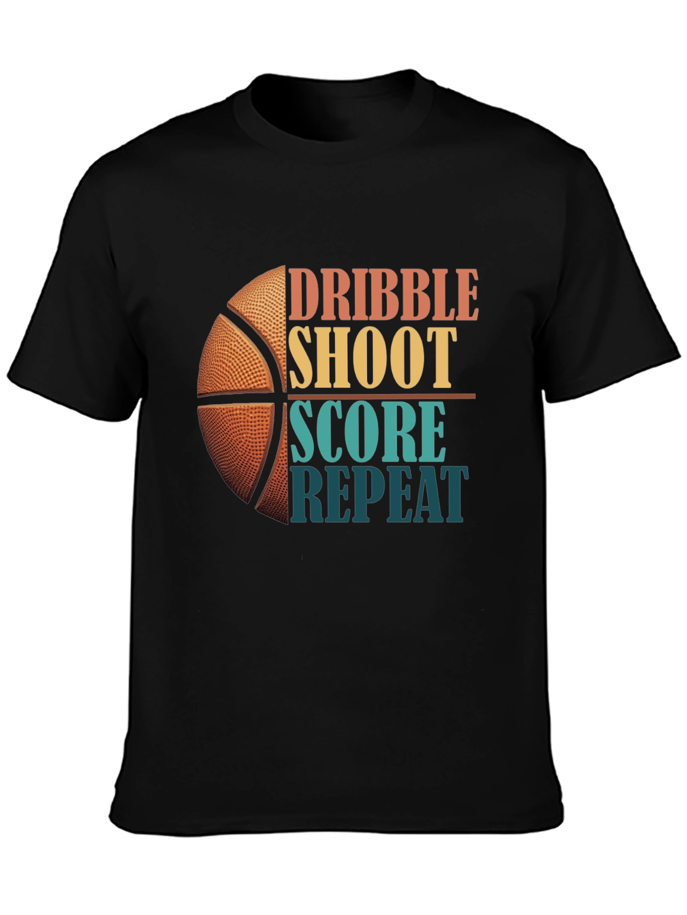 Dribble Shoot Score Repeat Basketball Graphic Tee