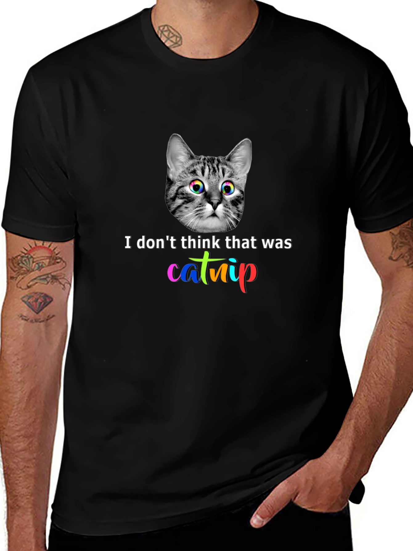 Catnip Cat Graphic T-Shirt - Unisex Black Tee