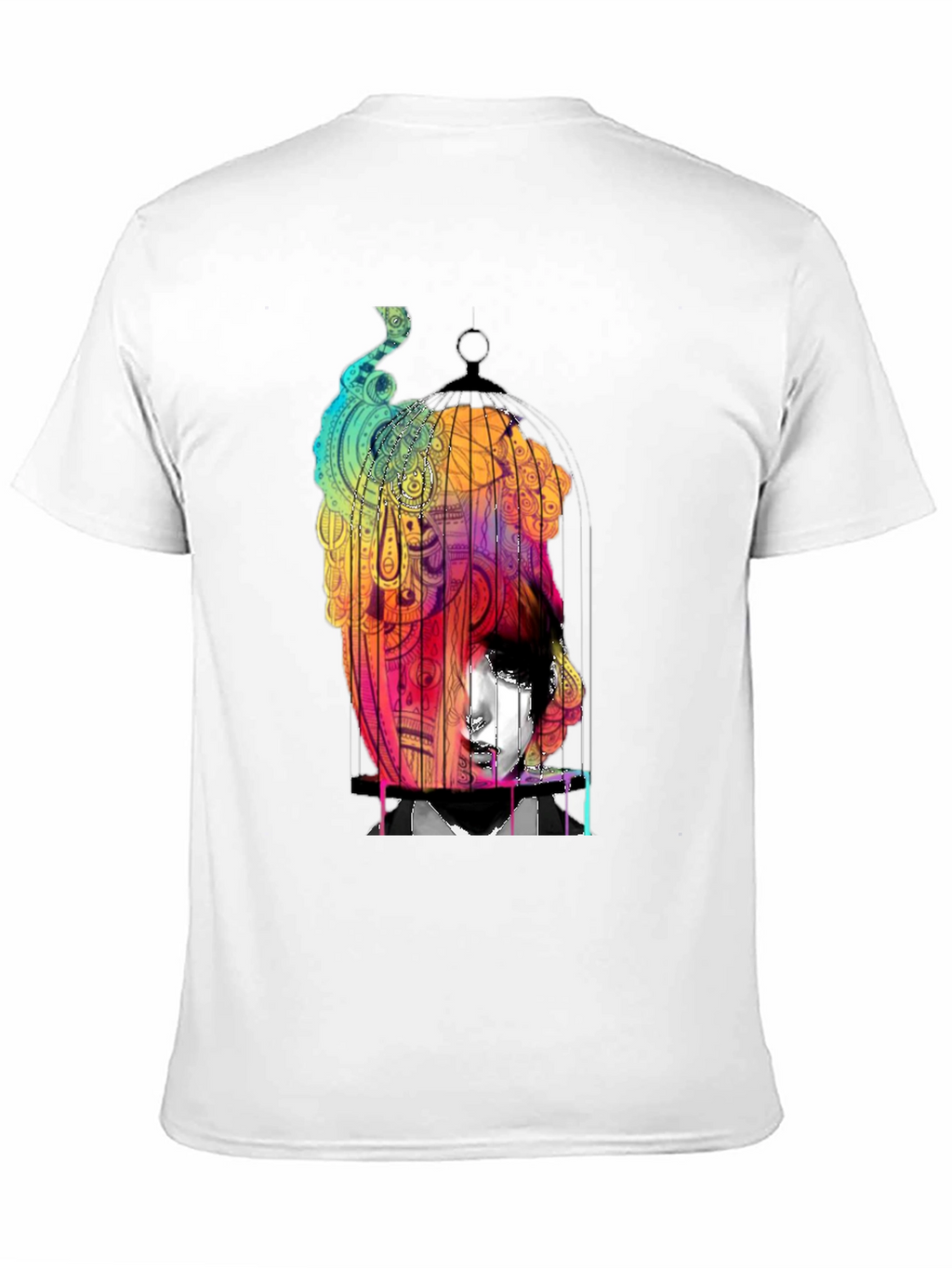 Abstract Birdcage Graphic Black T-Shirt