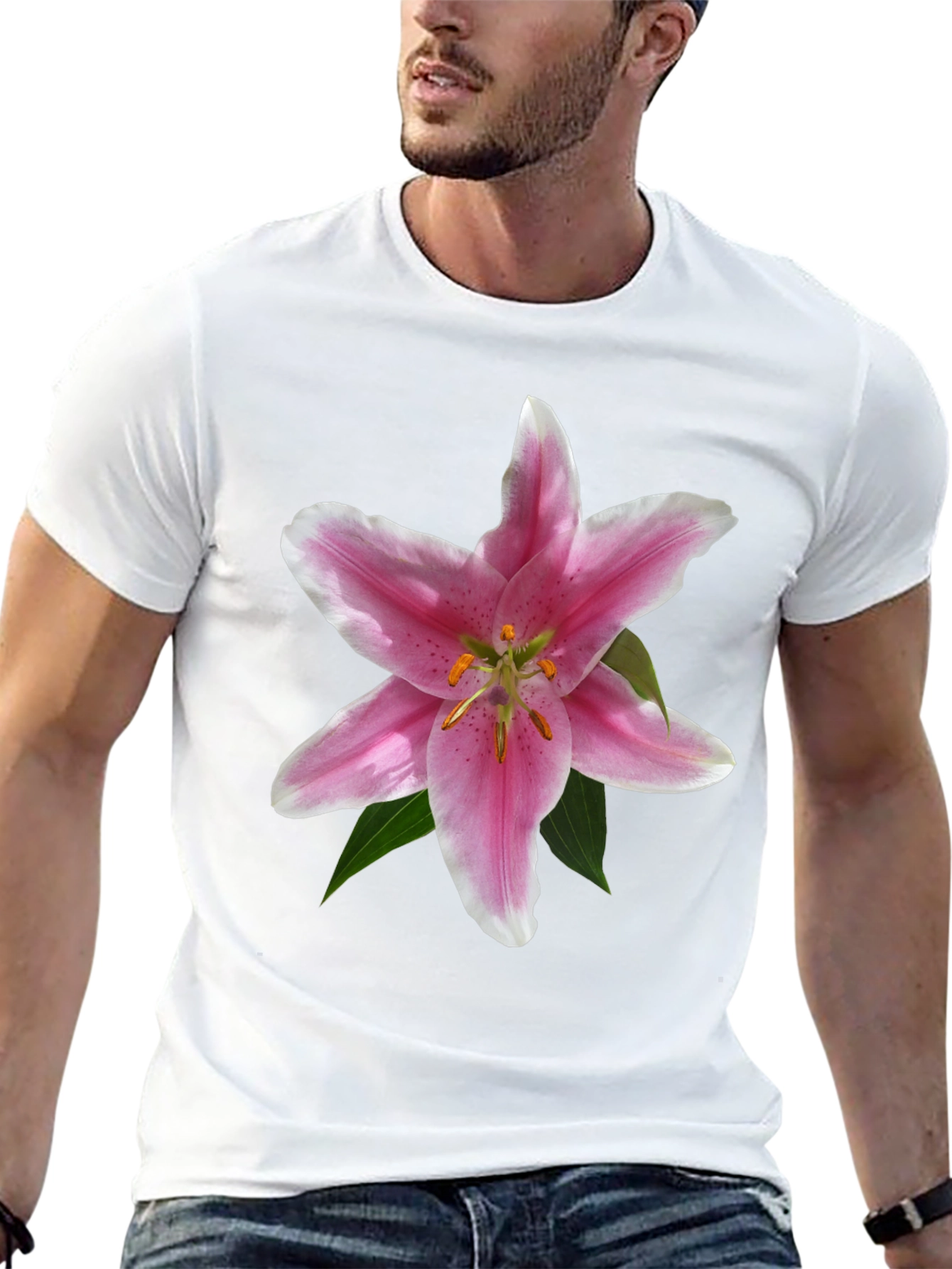 Floral Lily Graphic T-Shirt - Black Casual Tee