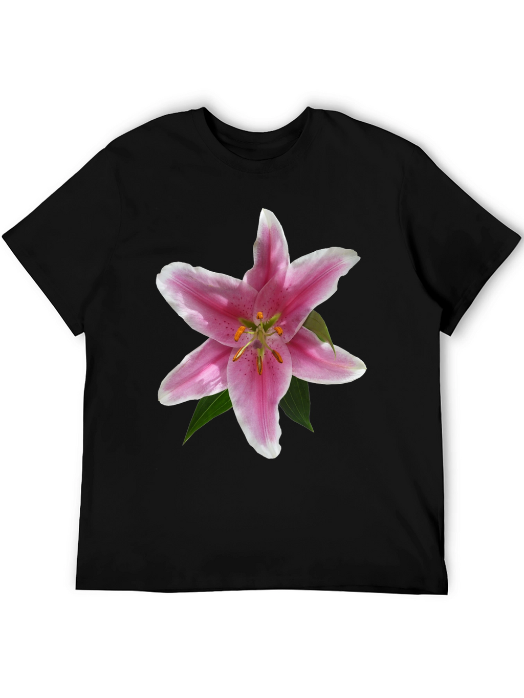 Floral Lily Graphic T-Shirt - Black Casual Tee