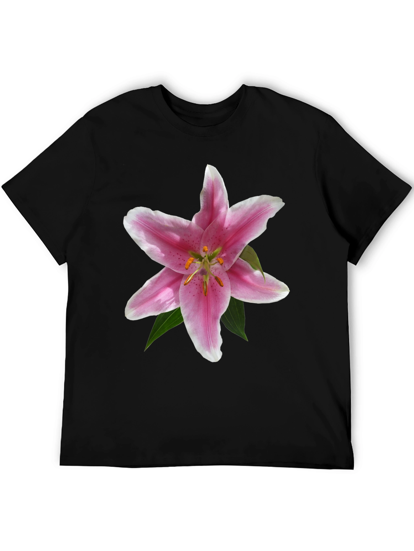 Floral Lily Graphic T-Shirt - Black Casual Tee