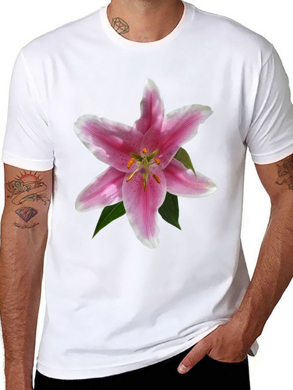 Floral Lily Graphic T-Shirt - Black Casual Tee