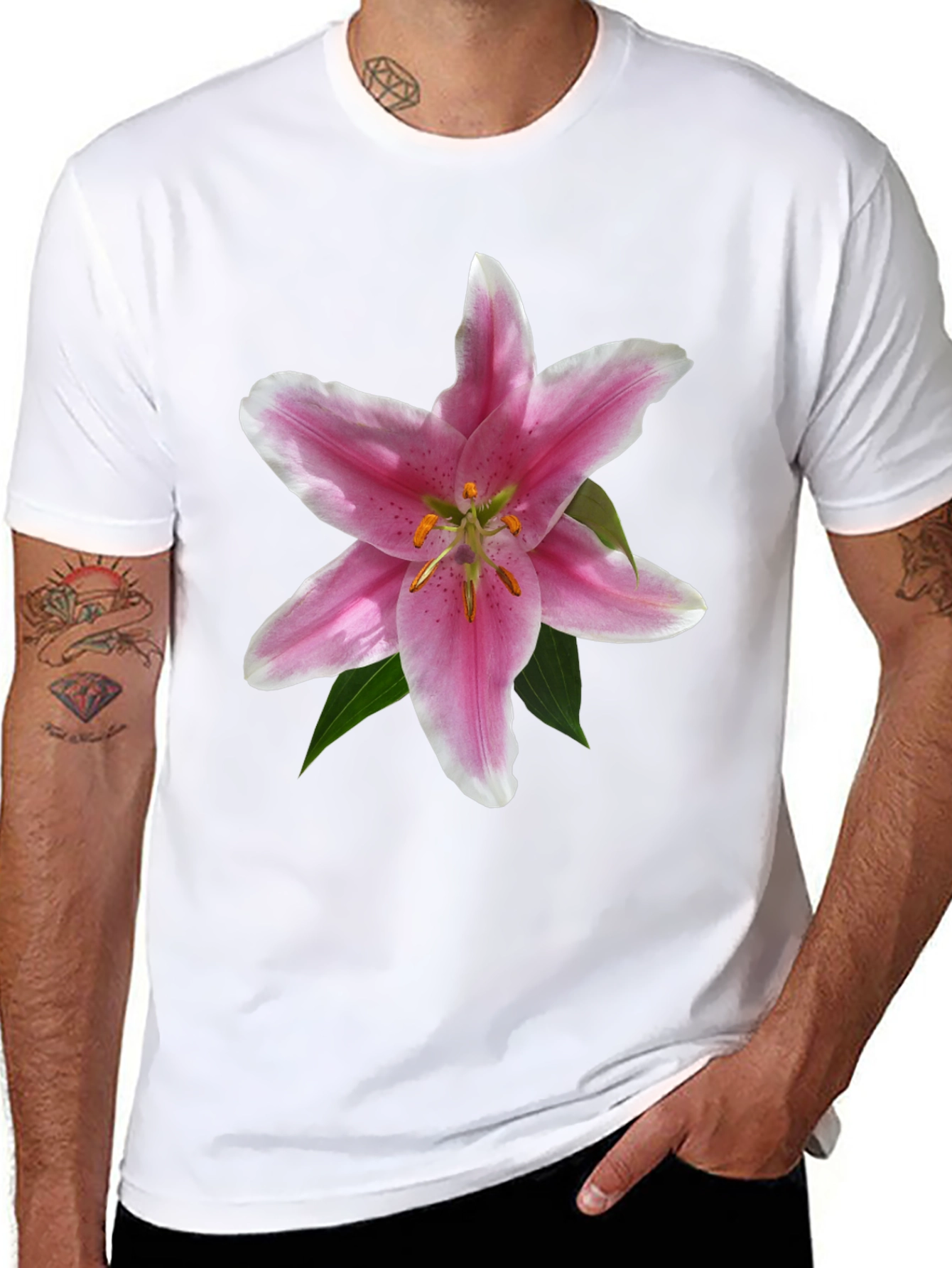 Floral Lily Graphic T-Shirt - Black Casual Tee