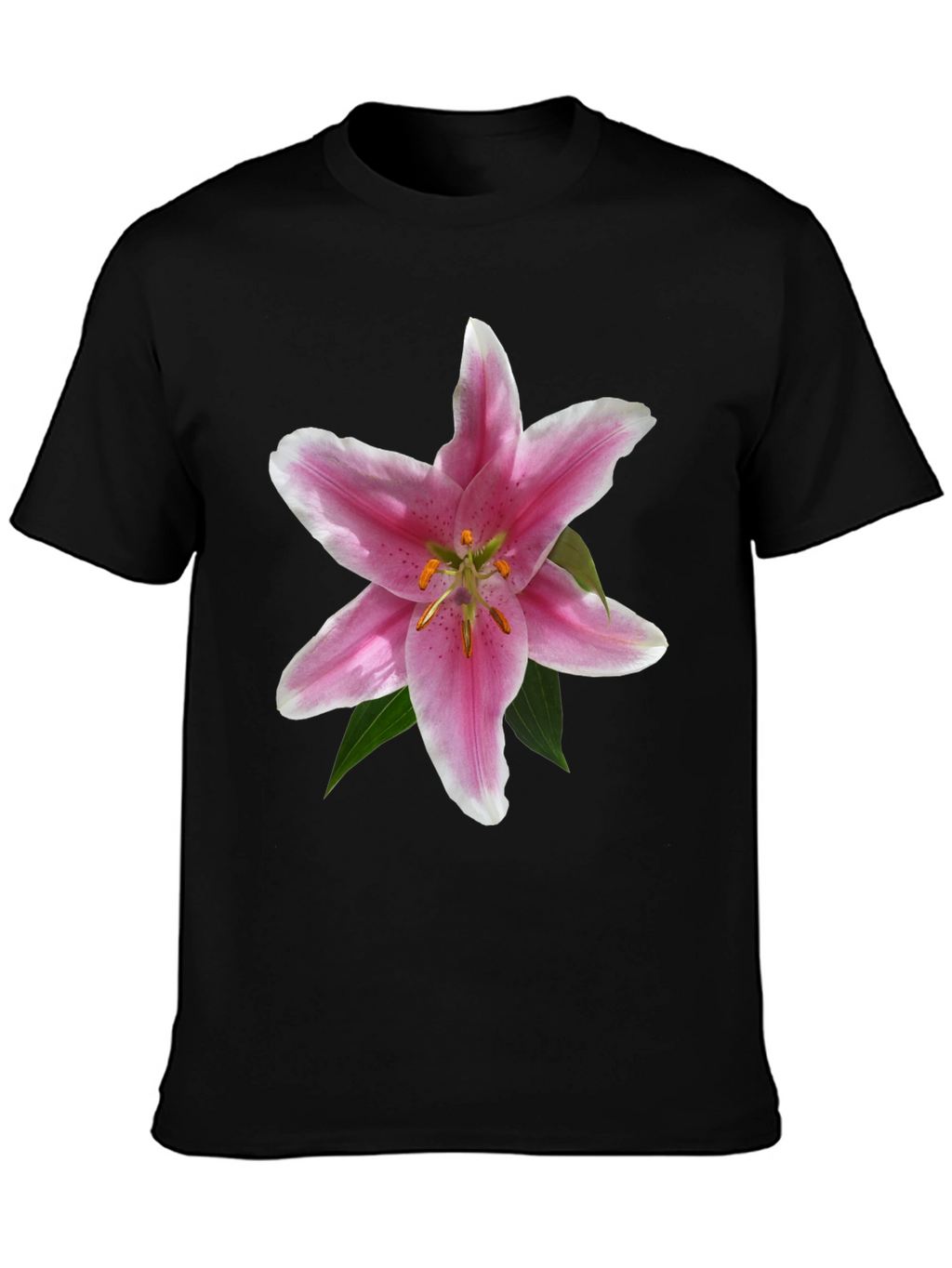 Floral Lily Graphic T-Shirt - Black Casual Tee