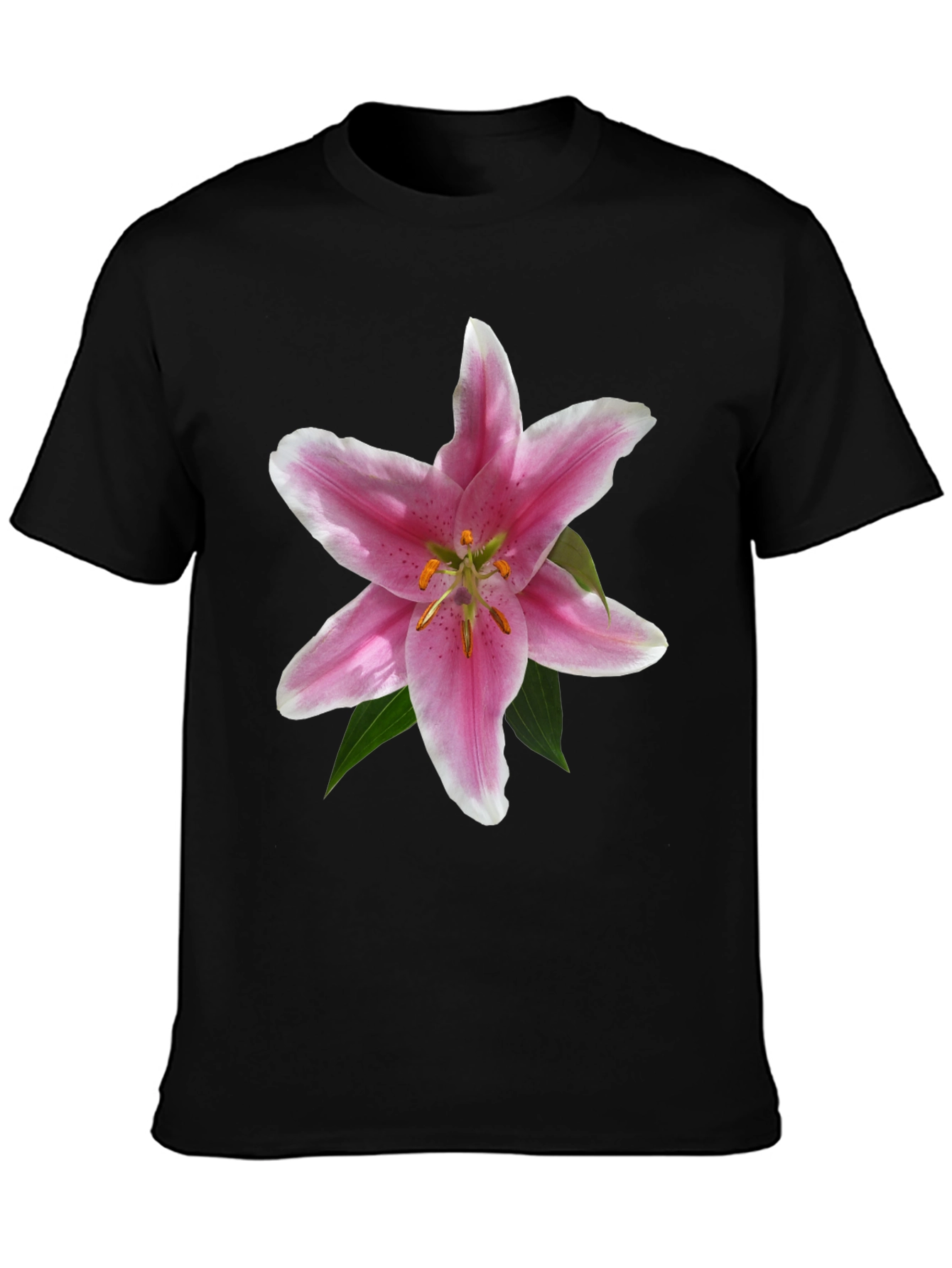 Floral Lily Graphic T-Shirt - Black Casual Tee